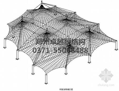 設(shè)計(jì)圖中可以看出索膜結(jié)構(gòu)一般由膜材、索結(jié)構(gòu)、支架結(jié)構(gòu)三部分組成