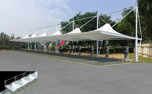 輝縣膜結(jié)構充電站樁車棚【輝縣市博新機械有限公司等】工程設計施工案例