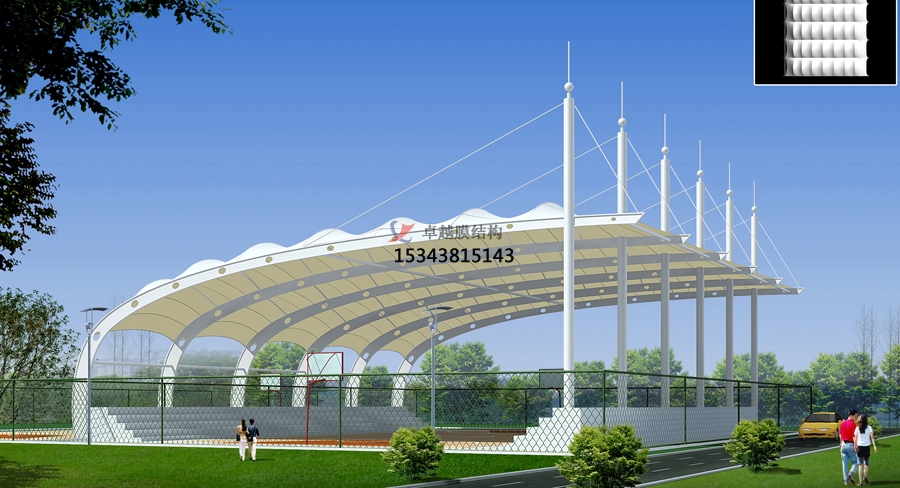 丹東體育場/籃球場/網(wǎng)球場/羽毛球場膜結(jié)構(gòu)罩棚設計 　　