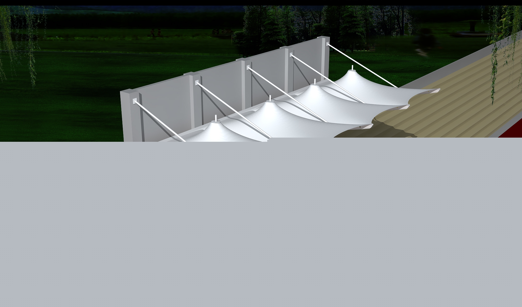 淳化體育公園膜結(jié)構(gòu)【看臺雨棚】門球場案例